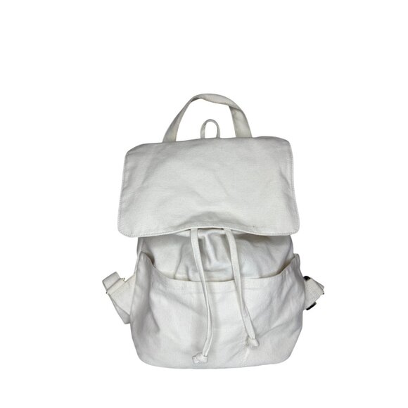 Laude The Label Natural Convertible Canvas Backpack Drawstring Closure Ivory - Picture 1 of 10